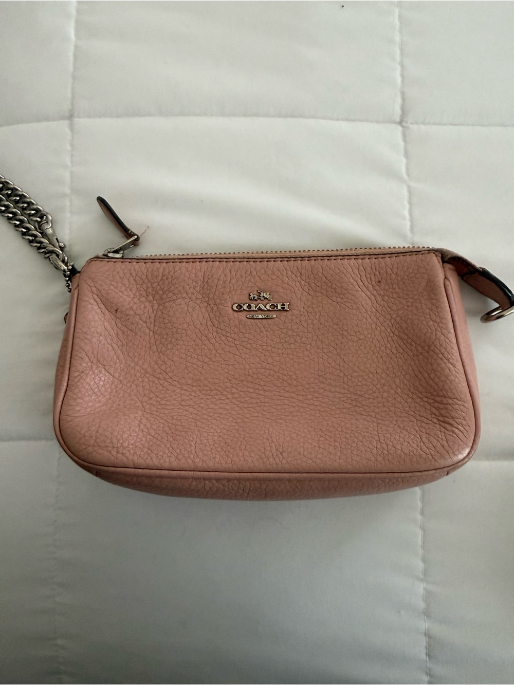 Coach Pink Pebbled Leather Chain Wristlet